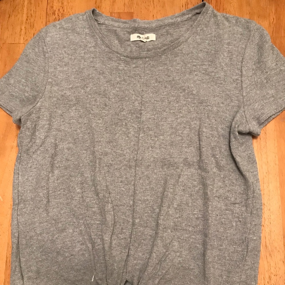 Madewell top -gray with tie at bottom size S
